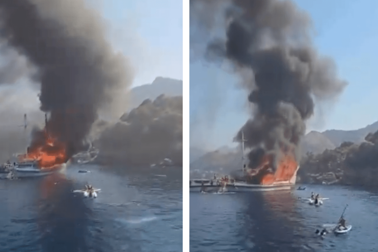 Katastrofa na wakacjach. Jacht stanął w płomieniach, turyści skakali do morza