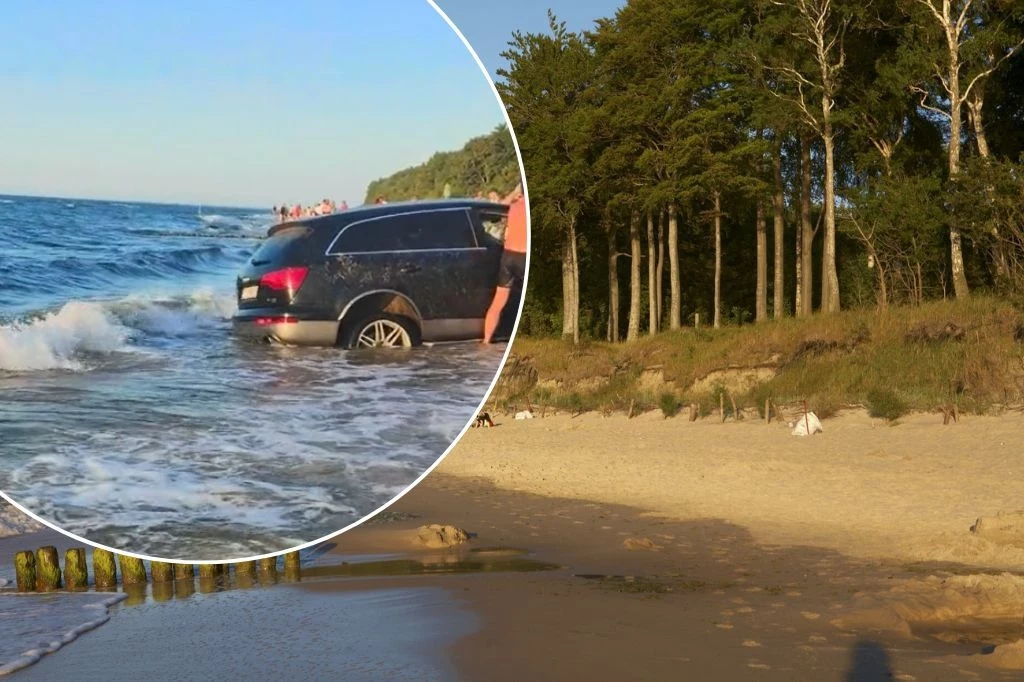 Audi utknęło na plaży w Gąskach. Interweniowała koparka